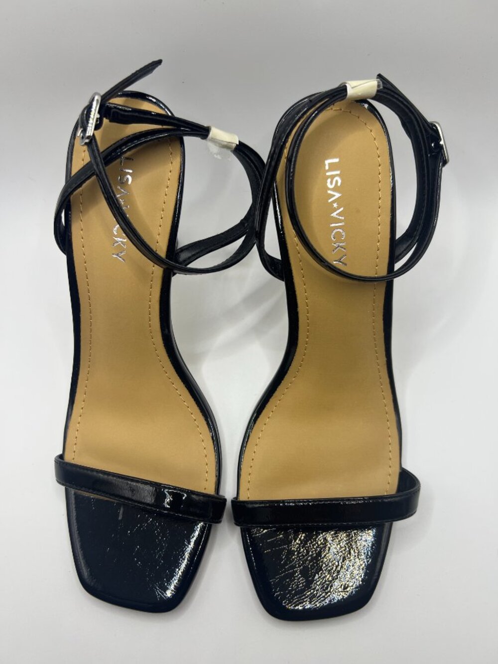 Lisa Vicky Balck Patent Ankle Strap Dress Sandal Size 7.5 M - Never Worn - Picture 2 of 8